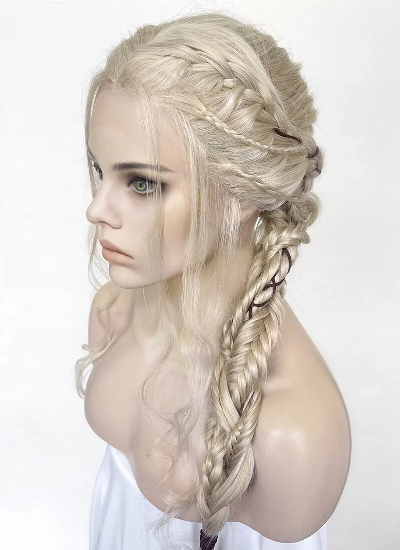 The Witcher 3 Ciri Pastel Ash Blonde Braided Lace Front Synthetic Wig LF2134 - Image 8