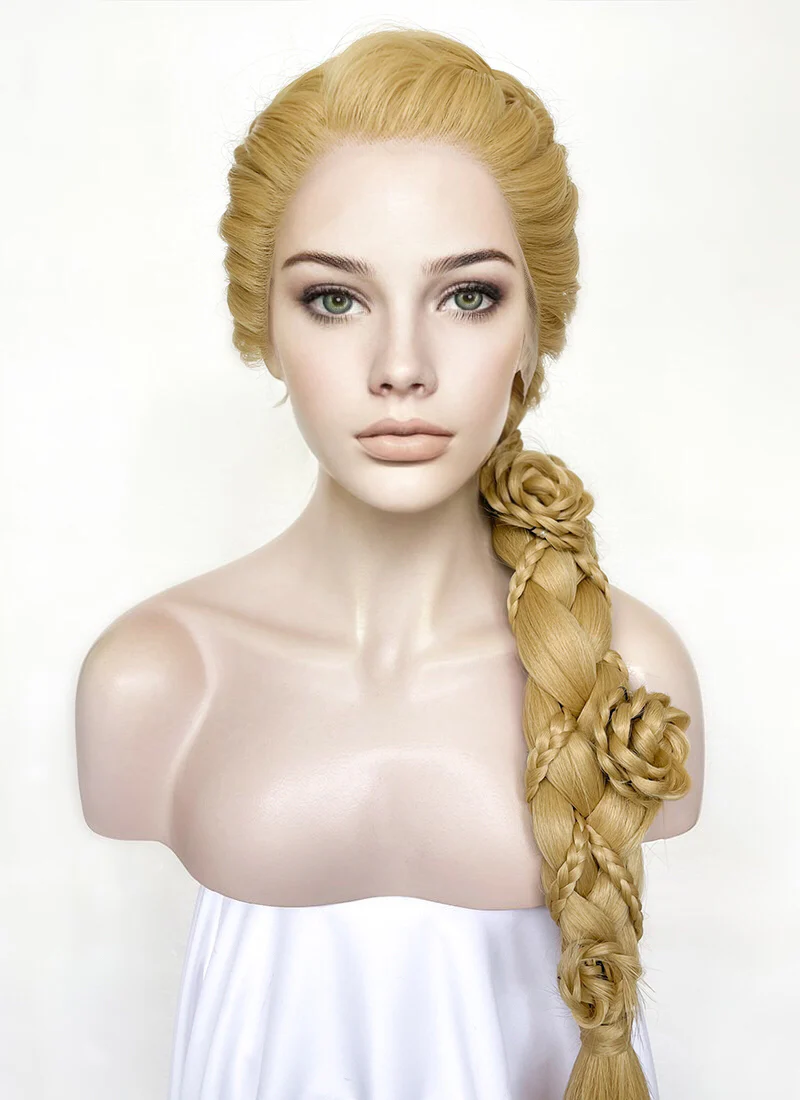 Tangled Rapunzel Blonde Braided Yaki Lace Front Synthetic Wig LF2136 - Image 2
