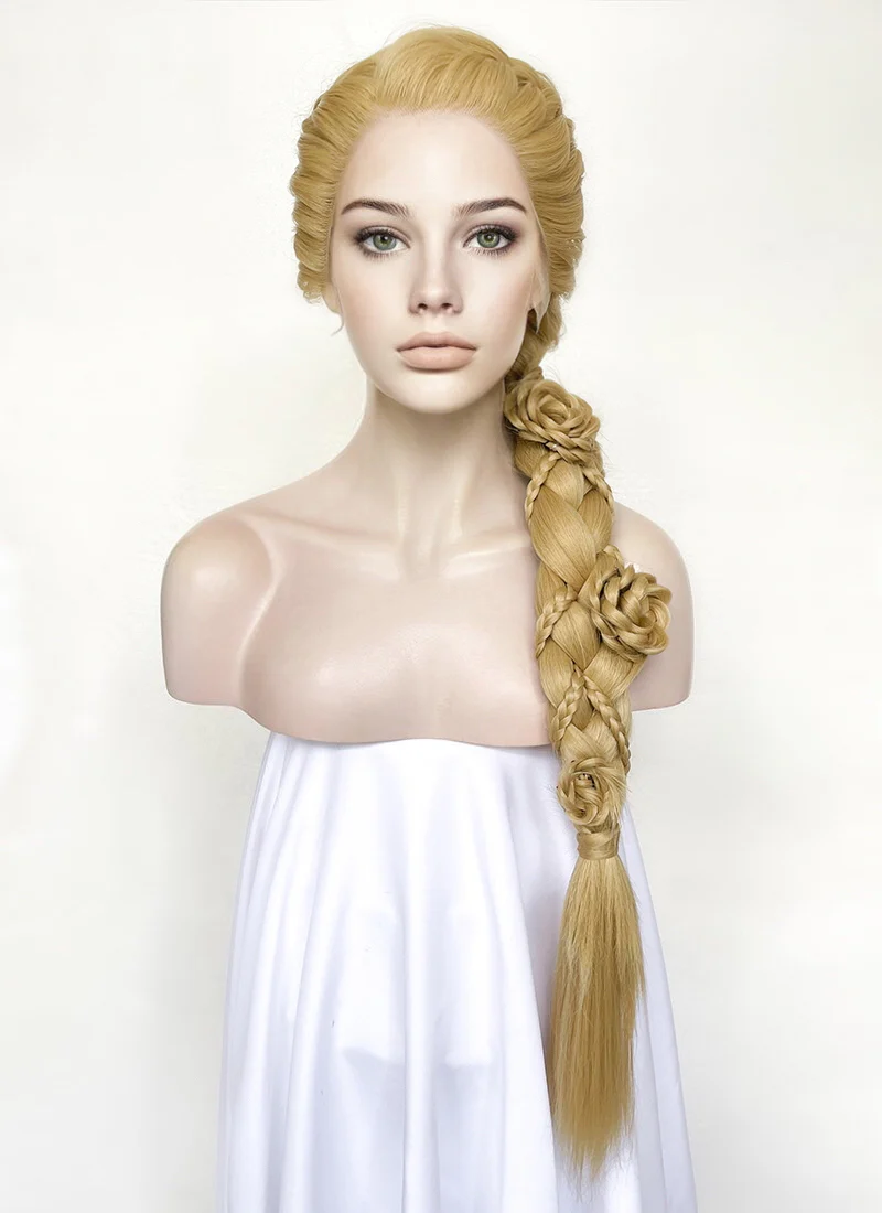 Tangled Rapunzel Blonde Braided Yaki Lace Front Synthetic Wig LF2136 - Image 3