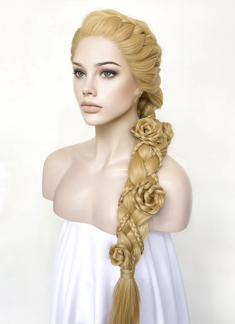 Tangled Rapunzel Blonde Braided Yaki Lace Front Synthetic Wig LF2136 - Image 4
