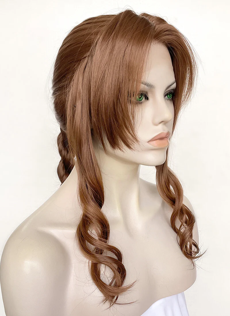 Final Fantasy Aerith Gainsborough Chestnut Brown Braided Lace Front Synthetic Wig LF2143 - Image 4