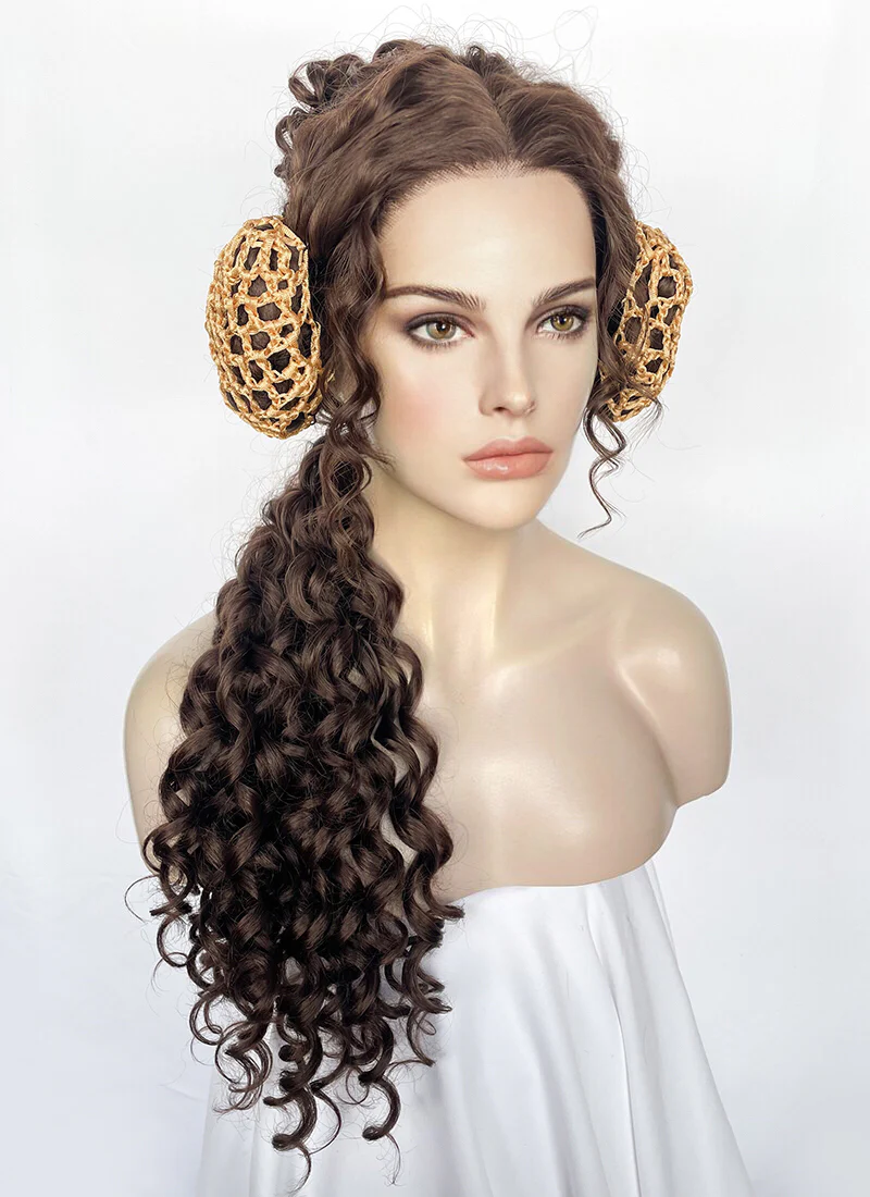 Star Wars Padme Amidala Brunette Braided Lace Front Synthetic Wig LF2145 - Image 5