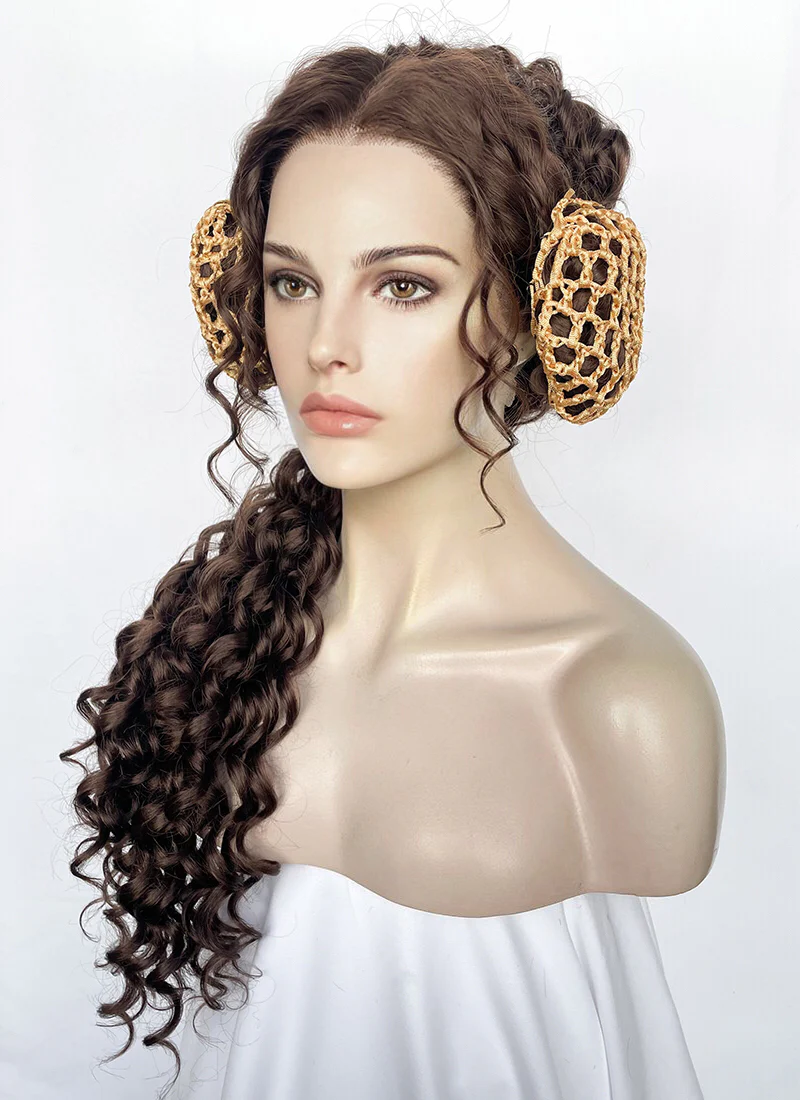 Star Wars Padme Amidala Brunette Braided Lace Front Synthetic Wig LF2145 - Image 7