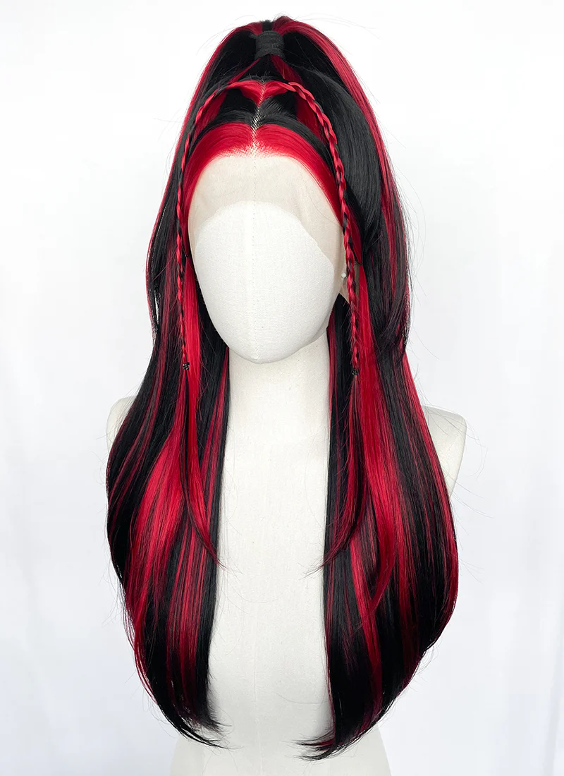 Black Mixed Red Braided Lace Front Synthetic Wig LF2148 - Image 5
