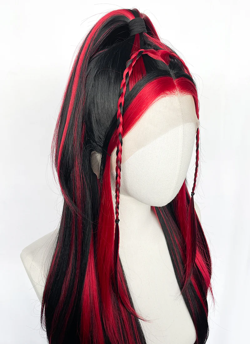 Black Mixed Red Braided Lace Front Synthetic Wig LF2148 - Image 6