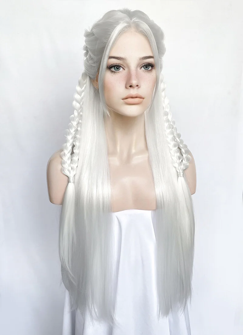 White Braided Yaki Lace Front Synthetic Wig LF2153 - Image 5