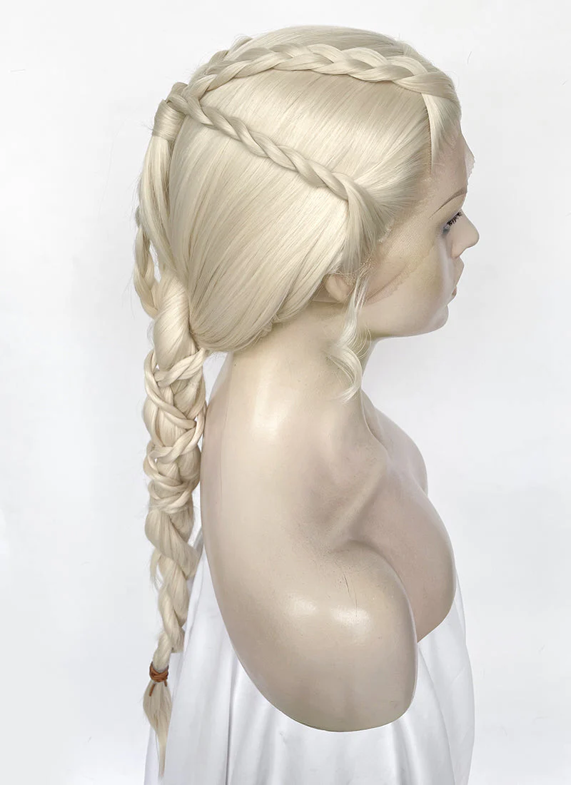 House of the Dragon Queen Rhaenyra Targaryen Platinum Blonde Braided Lace Front Synthetic Wig LF2169 - Image 10