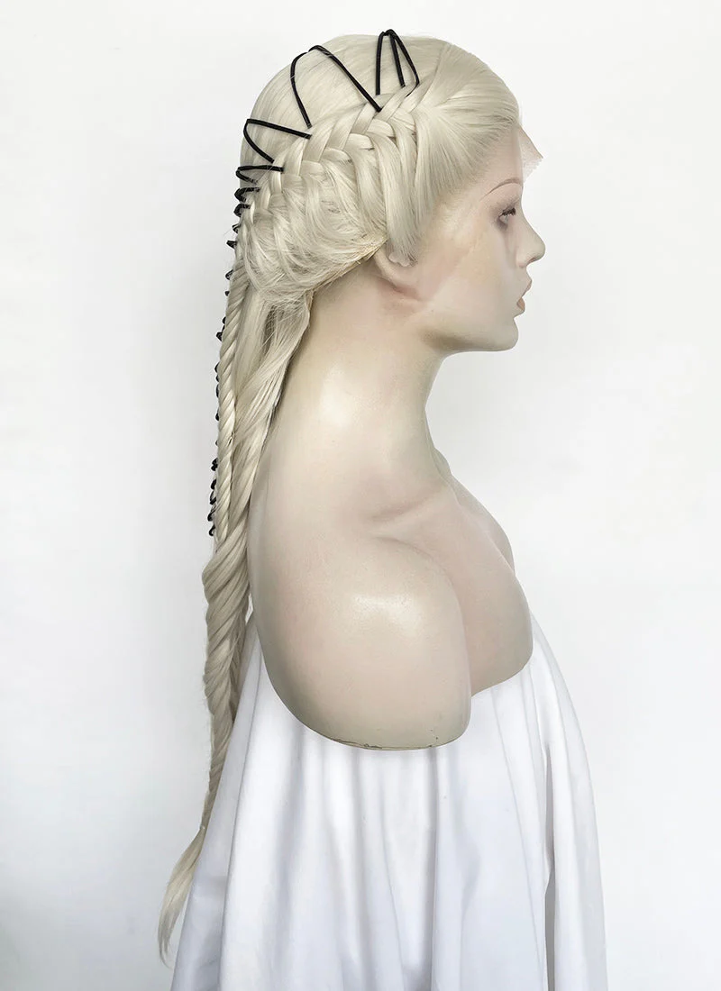 Lady Gaga Platinum Blonde Braided Lace Front Synthetic Wig LF2182 - Image 6