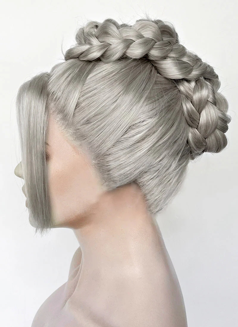 Grey Braided Lace Front Synthetic Wig LF2184 - Image 4