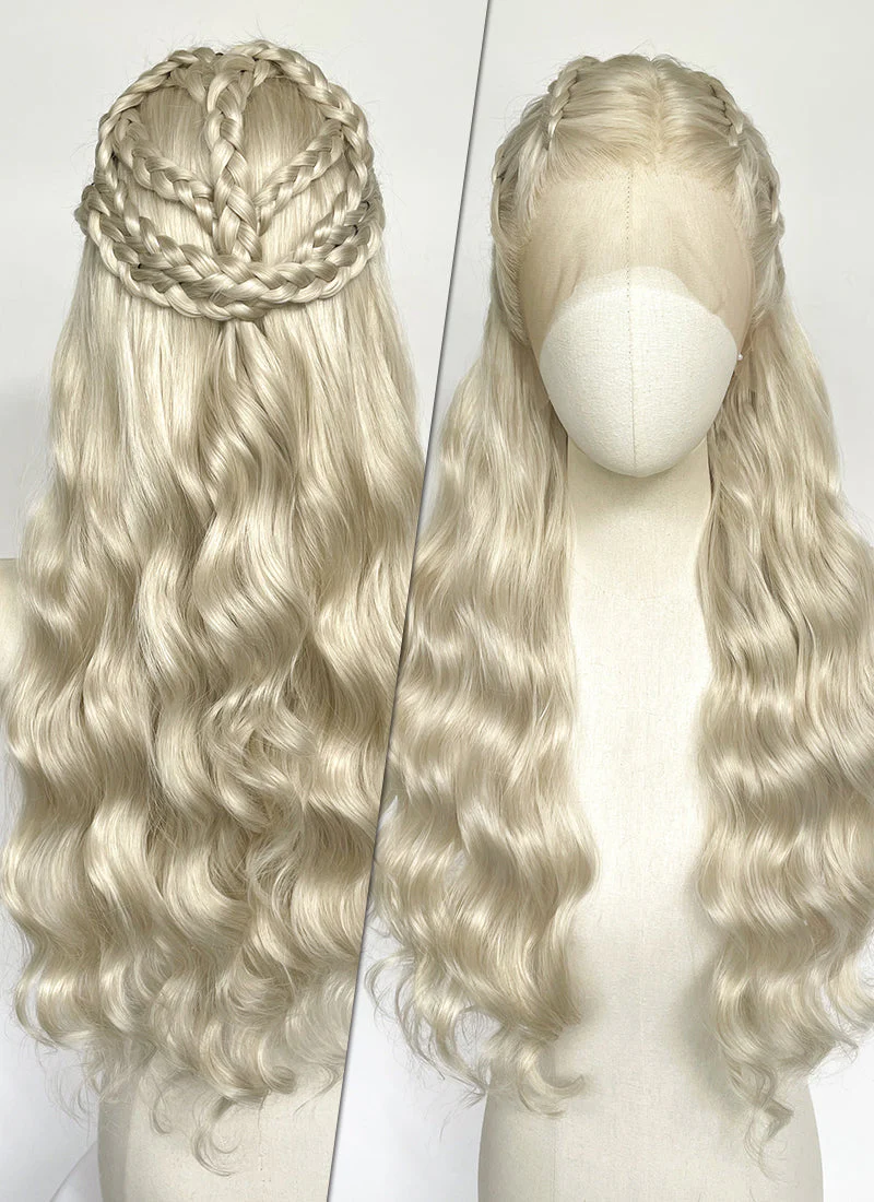 Game of Thrones Daenerys Targaryen Light Ash Blonde Braided Lace Front Synthetic Wig LF2191 - Image 14