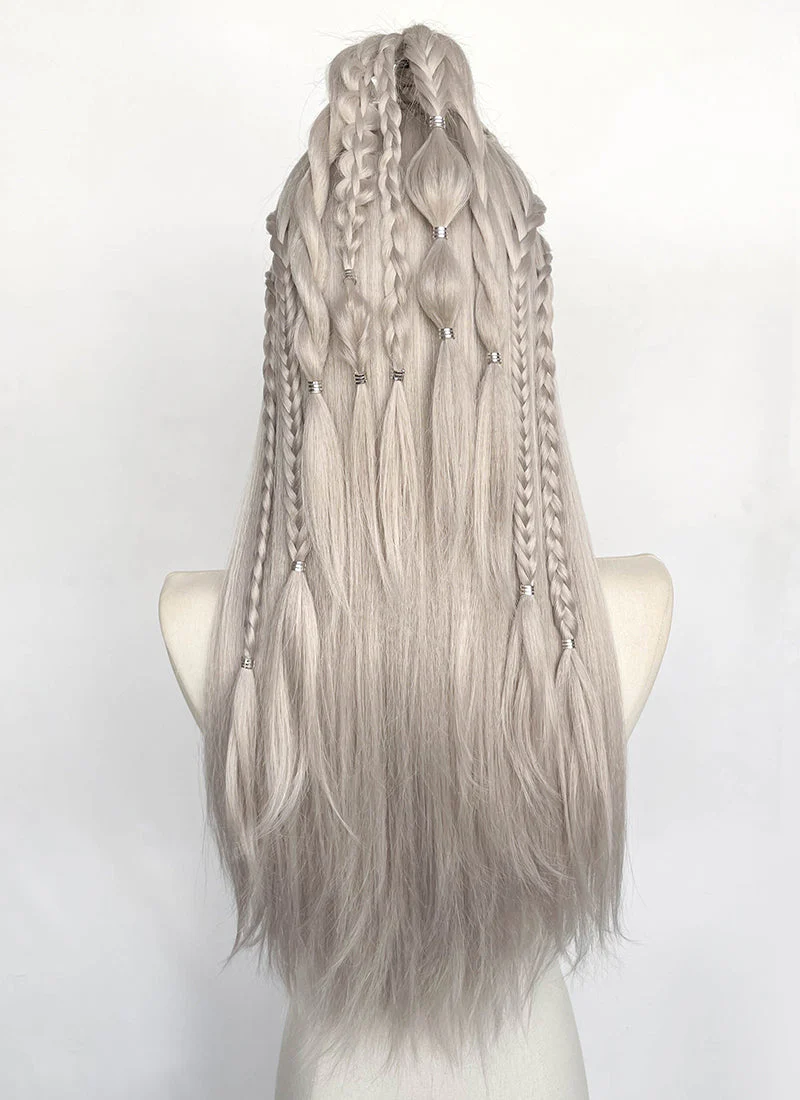 Pastel Blondish Grey Braided Yaki Lace Front Synthetic Wig LF2193 - Image 15