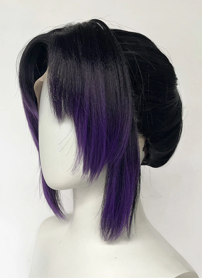 Demon Slayer: Kimetsu no Yaiba Shinobu Kocho Black Mixed Purple Braided Lace Front Synthetic Wig LF2197 - Image 7