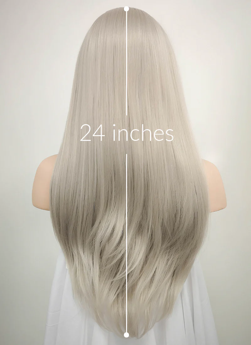 Pastel Blondish Grey Straight Lace Front Synthetic Wig LF238 - Image 8