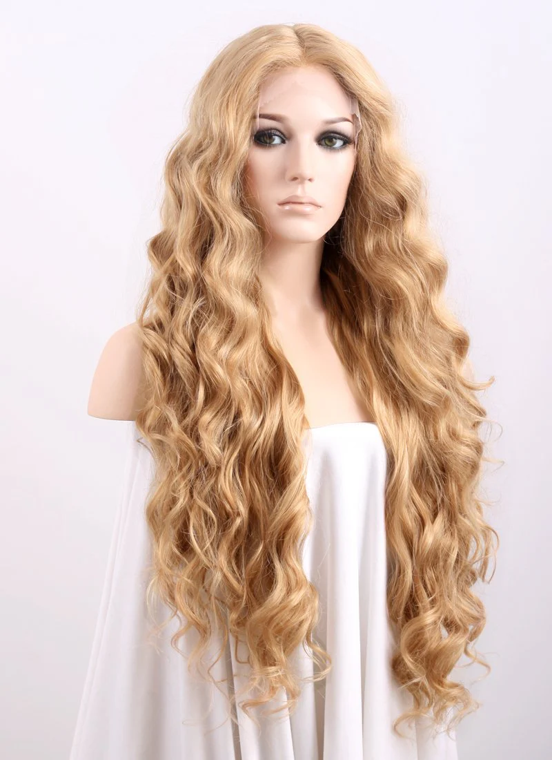 Wavy Golden Blonde Lace Front Synthetic Wig LF244 - Image 3