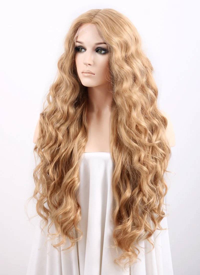 Wavy Golden Blonde Lace Front Synthetic Wig LF244 - Image 4