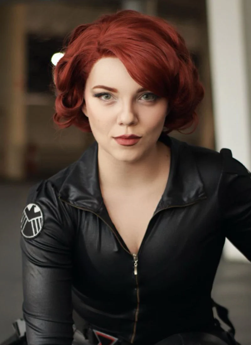 Marvel Black Widow Auburn Curly Bob Lace Front Synthetic Wig LF253 - Image 2