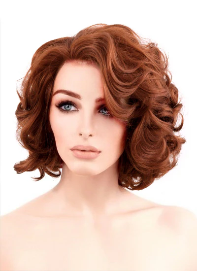 Marvel Black Widow Auburn Curly Bob Lace Front Synthetic Wig LF253 - Image 4
