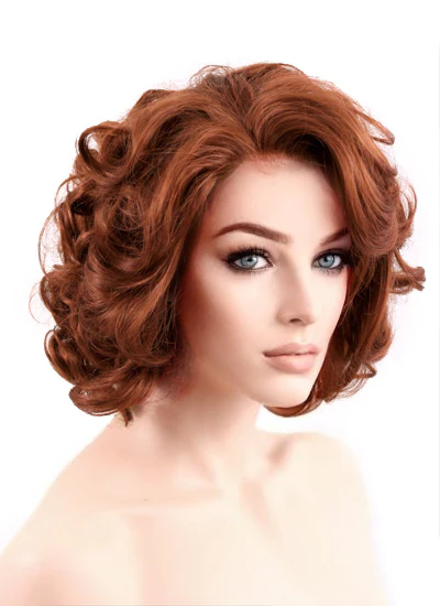 Marvel Black Widow Auburn Curly Bob Lace Front Synthetic Wig LF253 - Image 5
