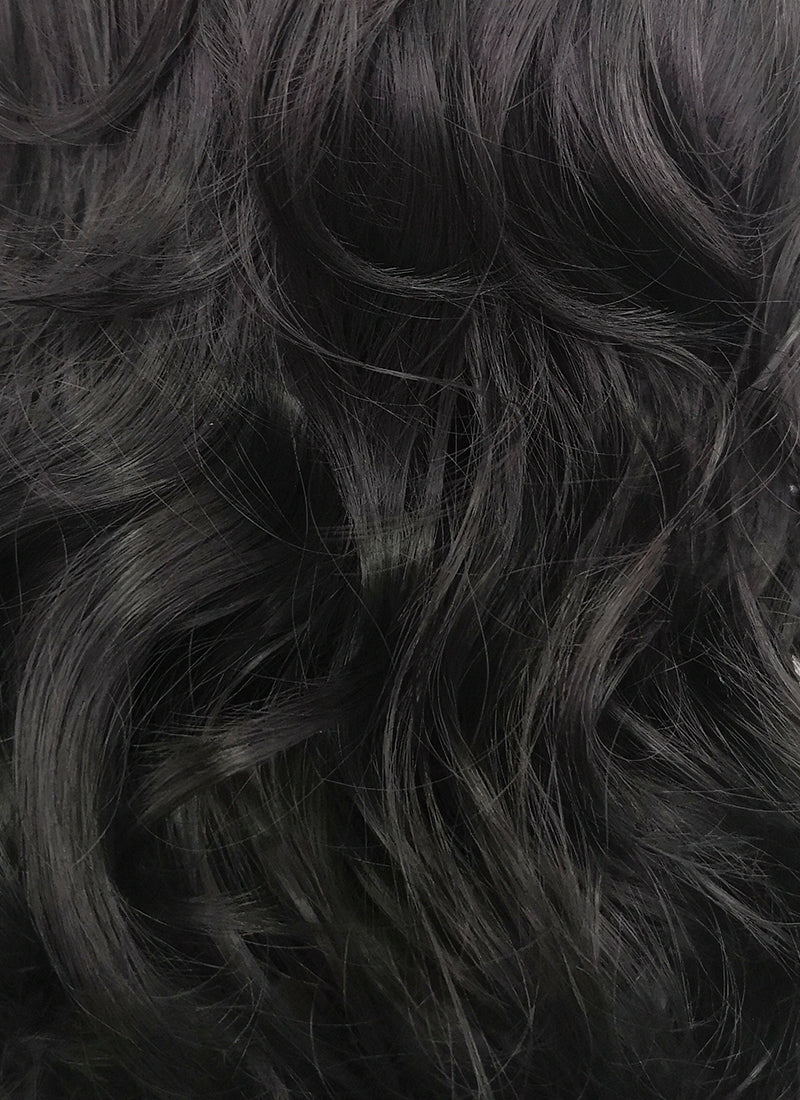 Jet Black Wavy Lace Front Synthetic Wig LF257 - Image 7