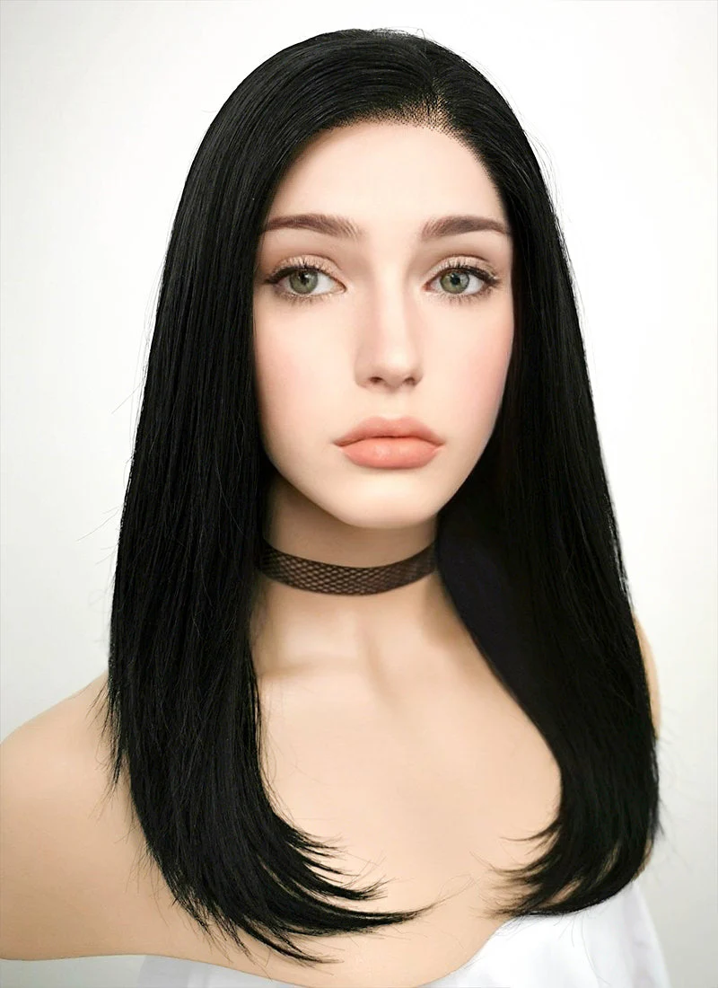 Jet Black Straight Bob Lace Front Synthetic Wig LF262 - Image 2