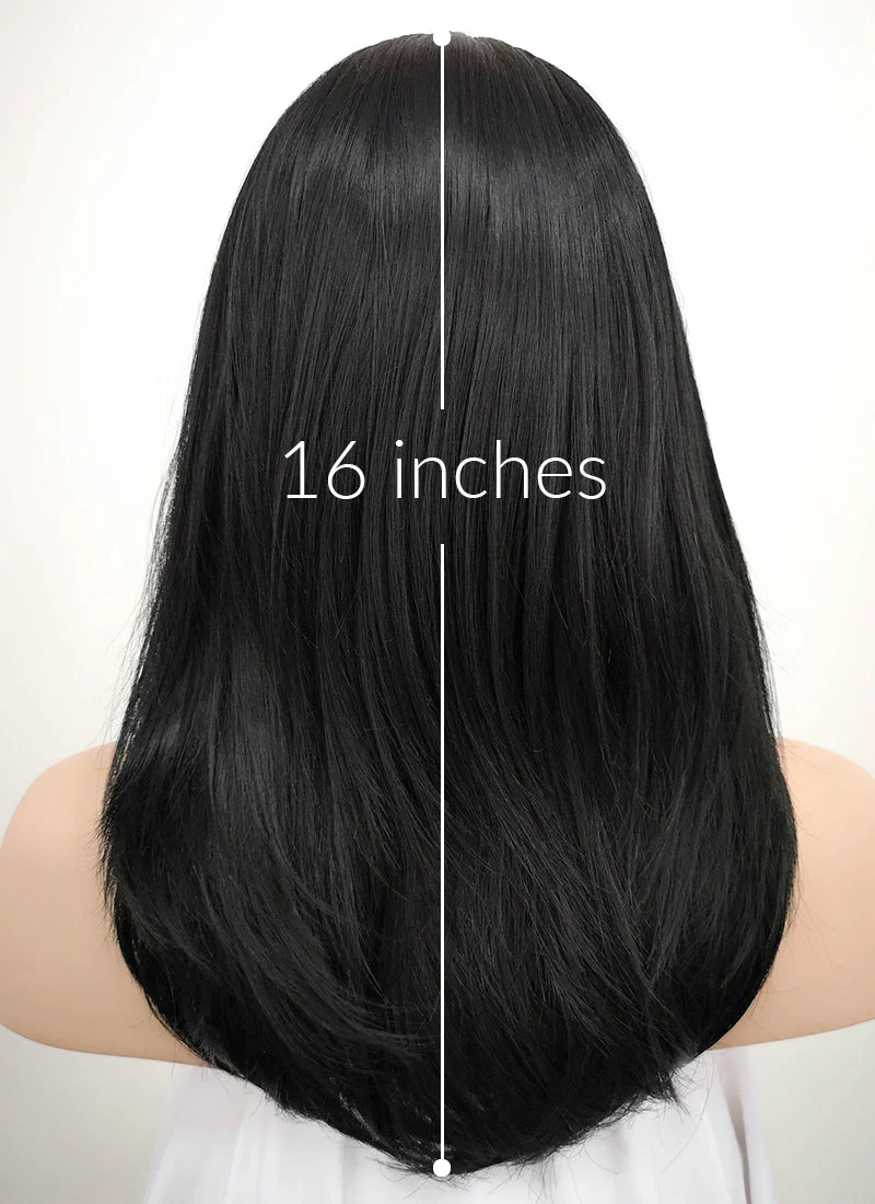 Jet Black Straight Bob Lace Front Synthetic Wig LF262 - Image 5