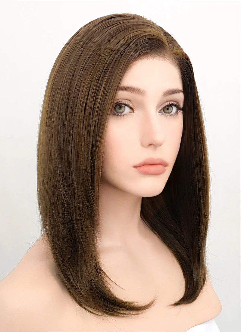 Brunette Straight Bob Lace Front Synthetic Wig LF268 - Image 4