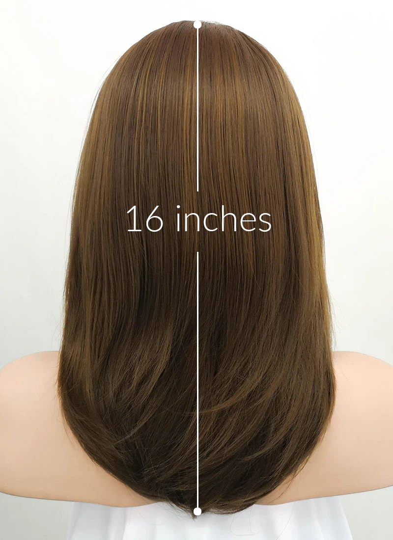 Brunette Straight Bob Lace Front Synthetic Wig LF268 - Image 7