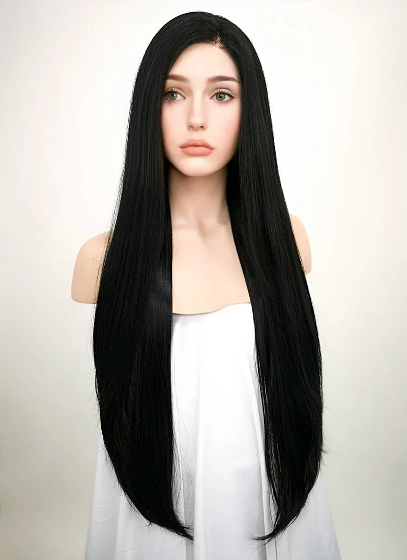 Straight Jet Black Lace Front Synthetic Wig LF327 - Image 3