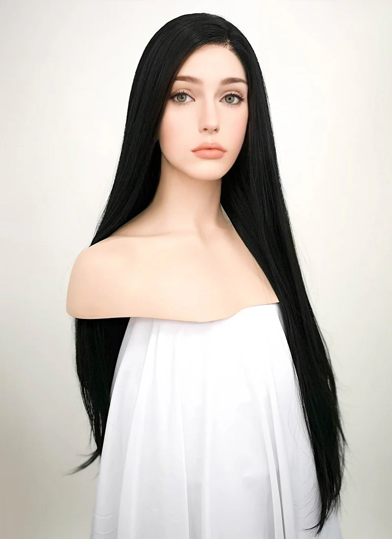 Straight Jet Black Lace Front Synthetic Wig LF327 - Image 4