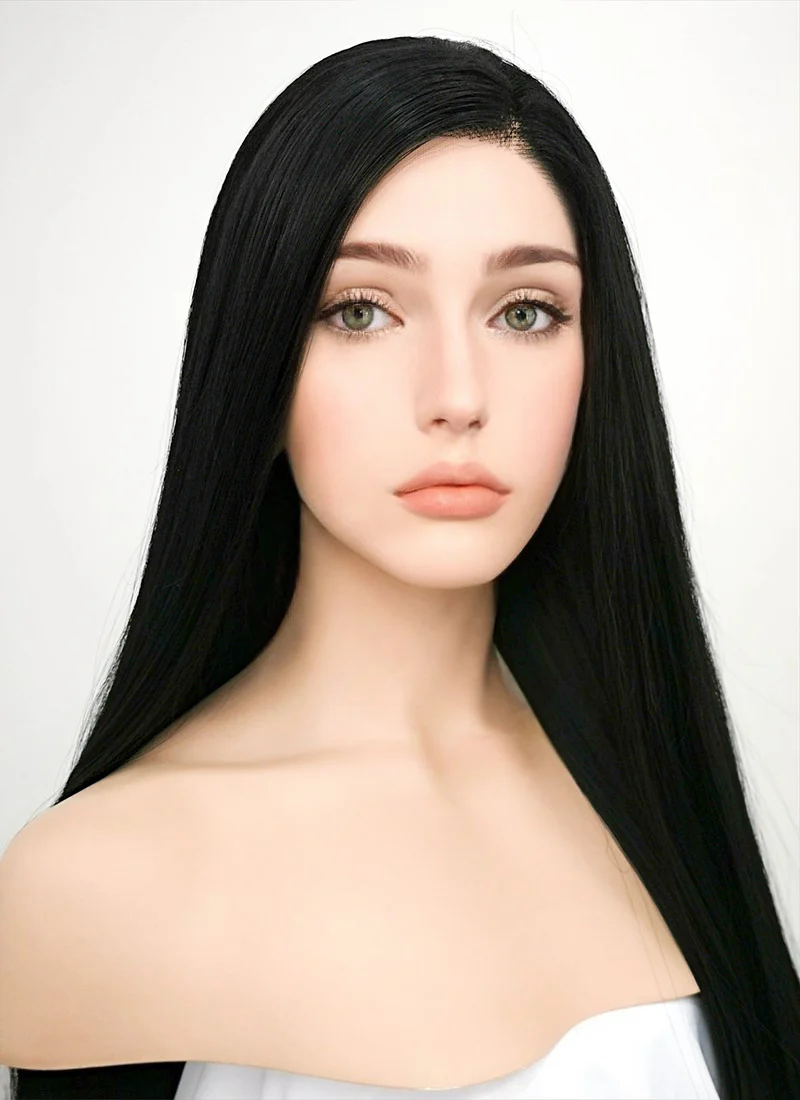 Straight Jet Black Lace Front Synthetic Wig LF327 - Image 5