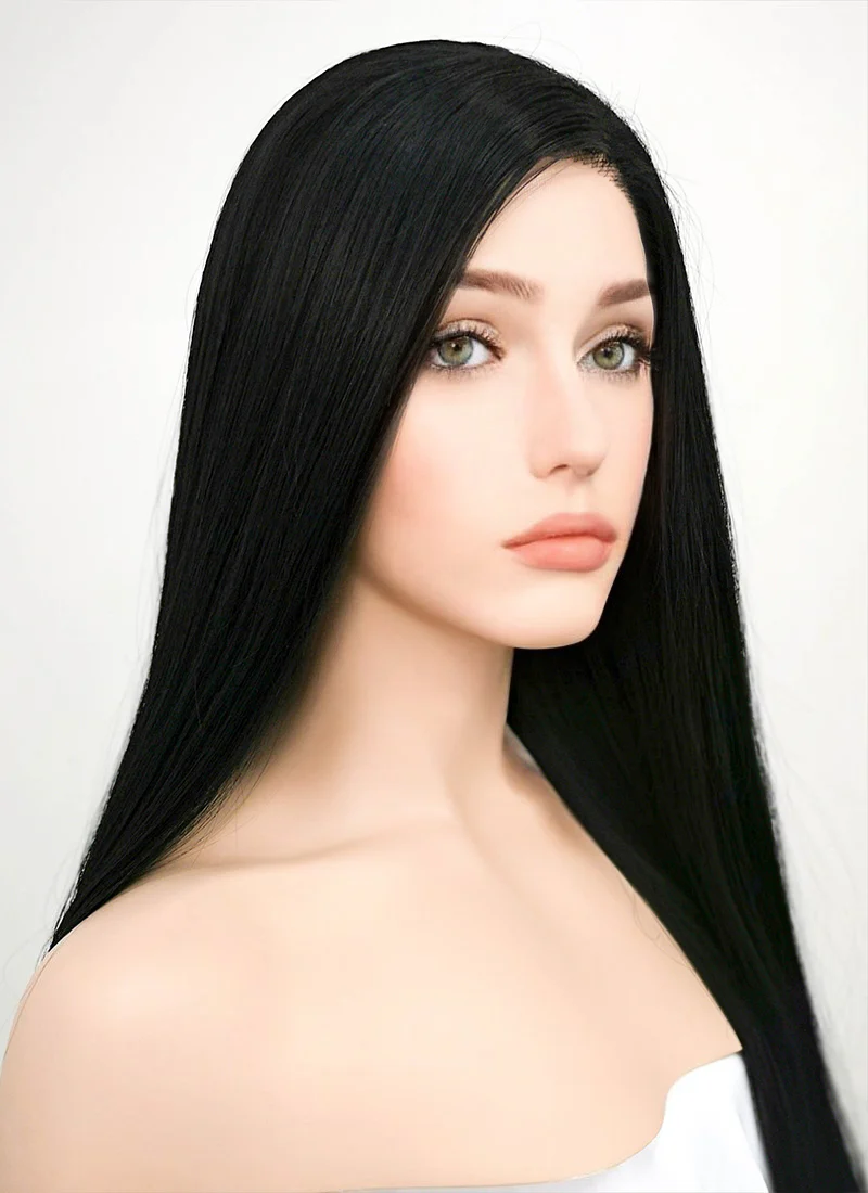 Straight Jet Black Lace Front Synthetic Wig LF327 - Image 6