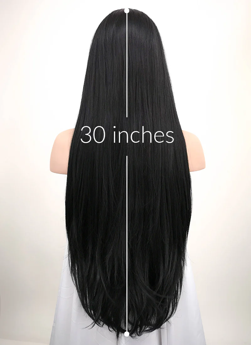 Straight Jet Black Lace Front Synthetic Wig LF327 - Image 8