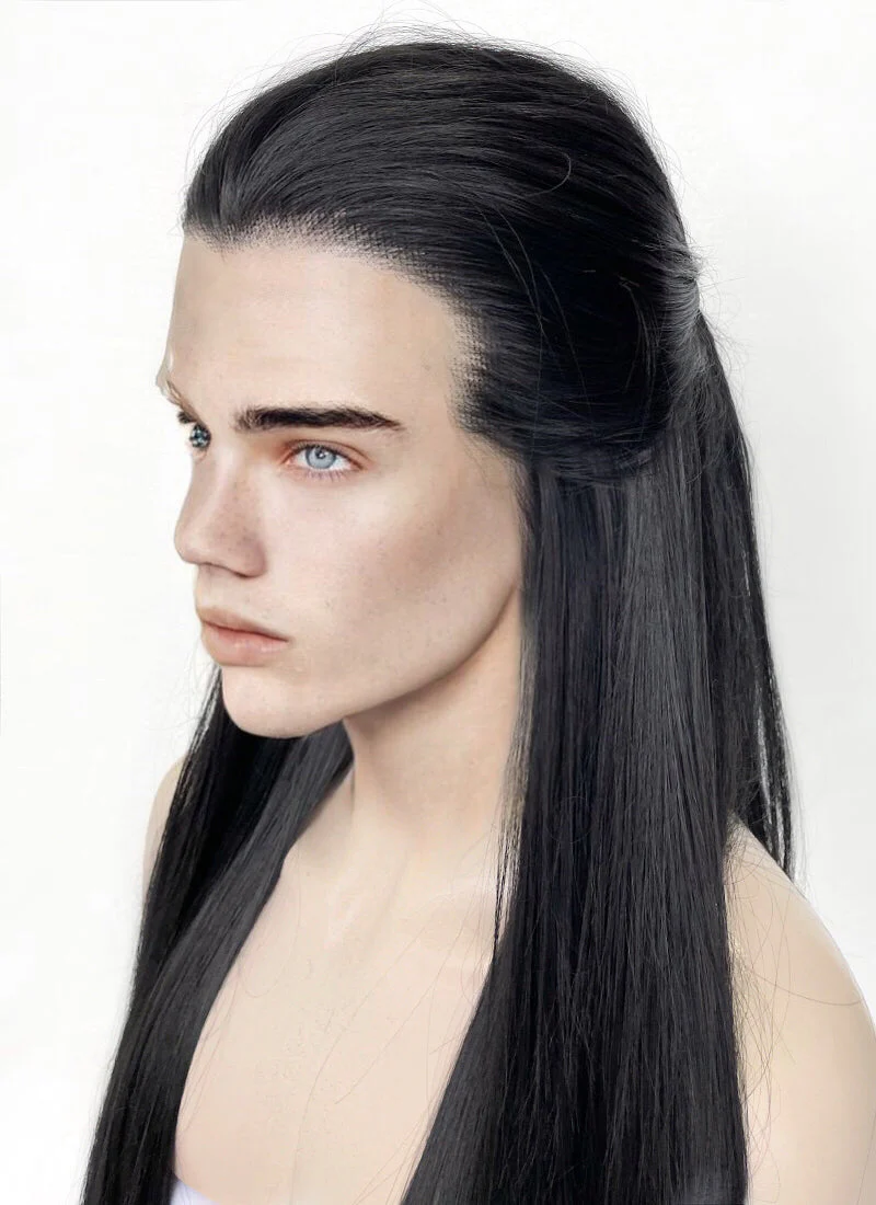 Black Straight Lace Front Synthetic Men's Wig LF3270 - Image 12
