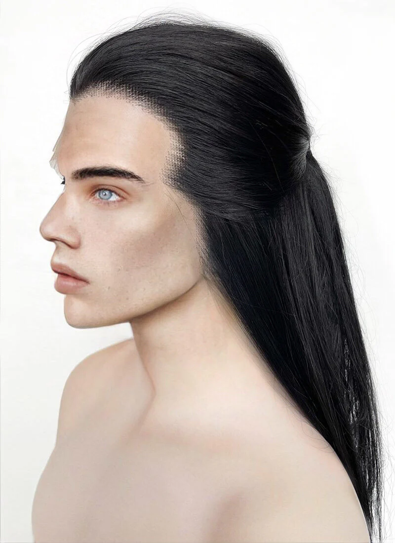 Black Straight Lace Front Synthetic Men's Wig LF3270 - Image 16