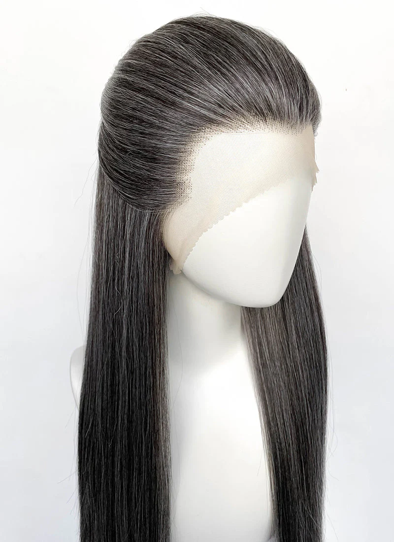 Mixed Dark Grey Straight Lace Front Synthetic Men's Wig LF3270J - Image 3