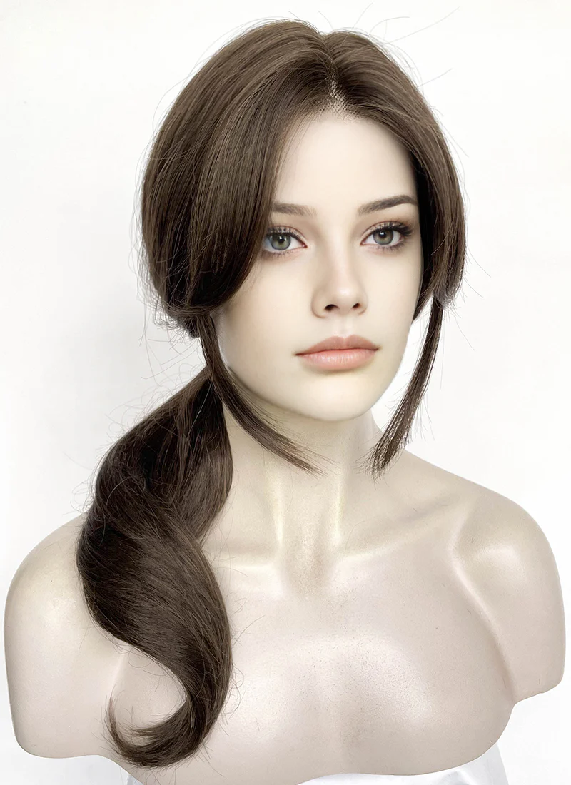 Fallout Lucy Maclean Brown Curtain Bangs Wavy Lace Front Synthetic Wig LF3290A - Image 2