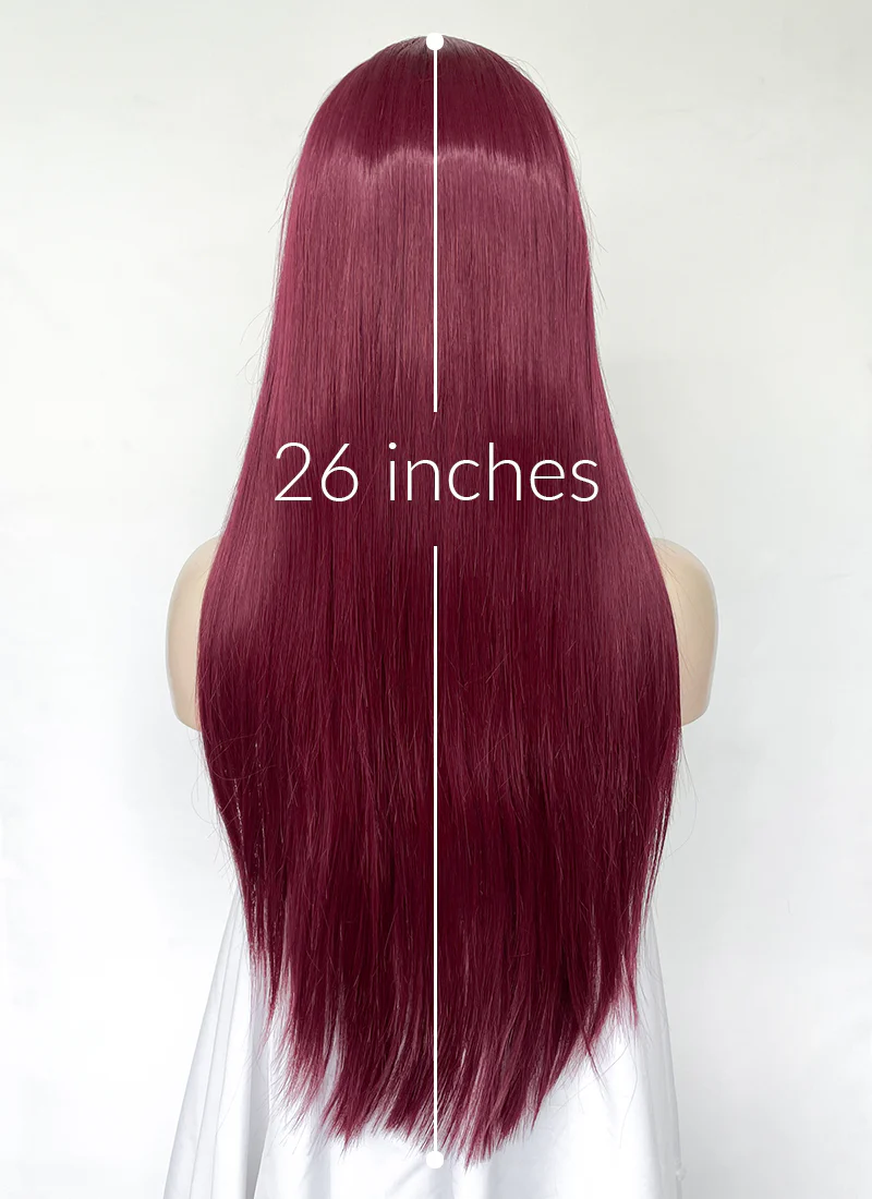 Burgundy Red Straight Lace Front Kanekalon Synthetic Hair Wig LF3335 - Image 5