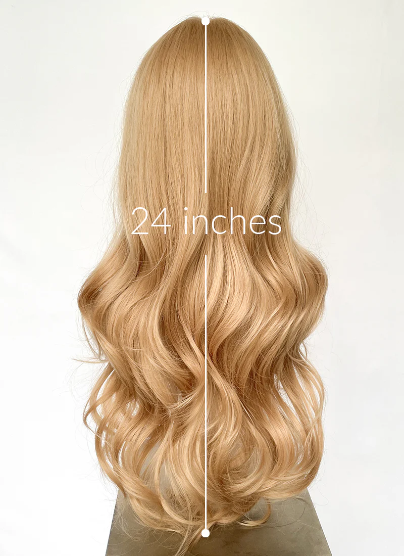 Golden Blonde Curtain Bangs Wavy Lace Front Synthetic Hair Wig LF3341 - Image 6
