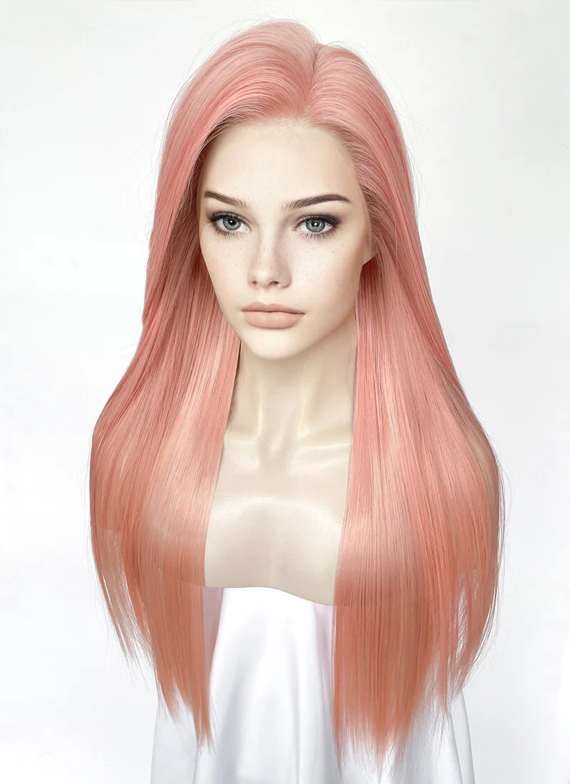 Pink Straight Lace Front Kanekalon Synthetic Hair Wig LF3342 - Image 3