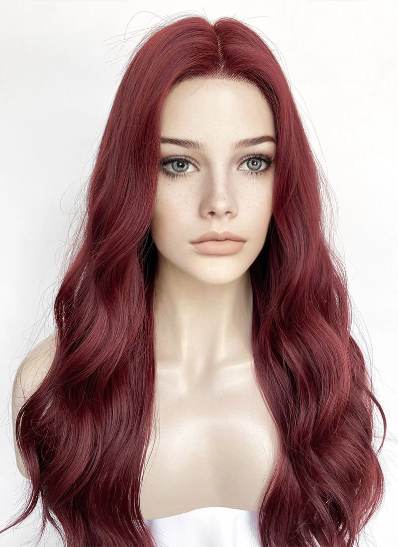 Burgundy Red Wavy Lace Front Synthetic Hair Wig LF3353 - Image 4