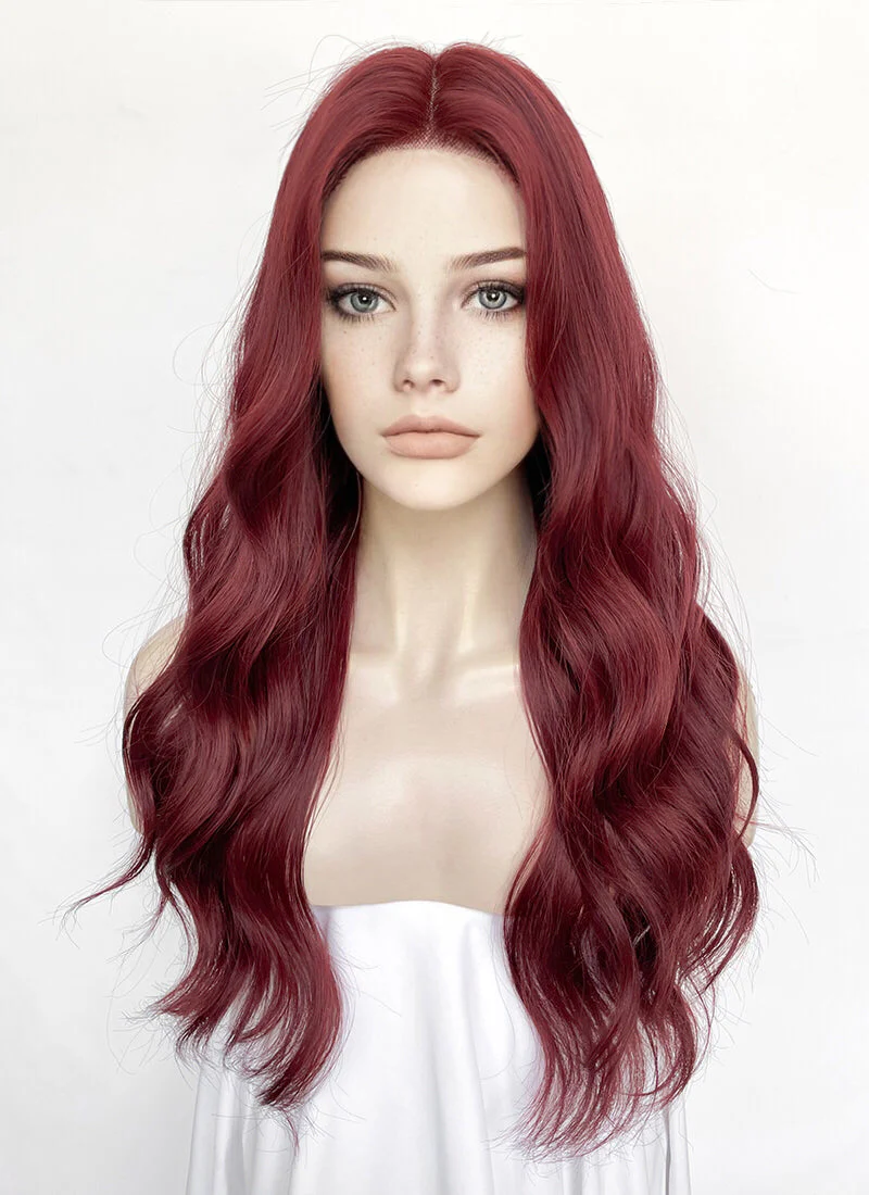 Burgundy Red Wavy Lace Front Synthetic Hair Wig LF3353 - Image 5