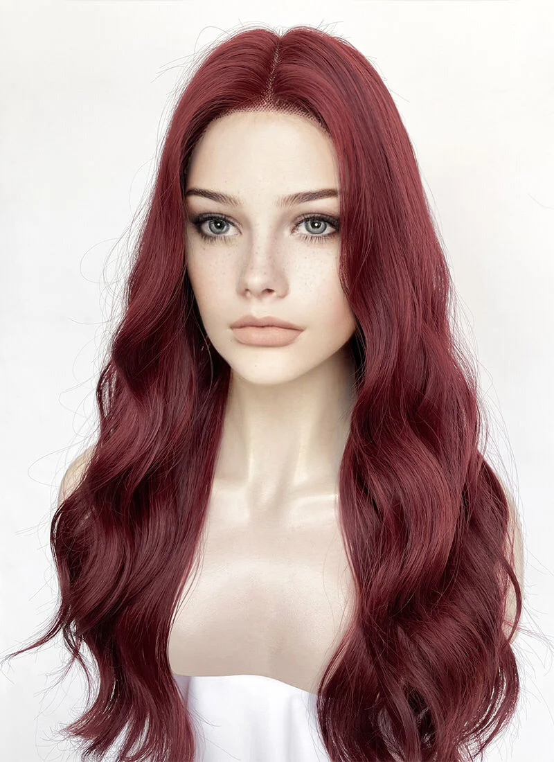 Burgundy Red Wavy Lace Front Synthetic Hair Wig LF3353 - Image 6
