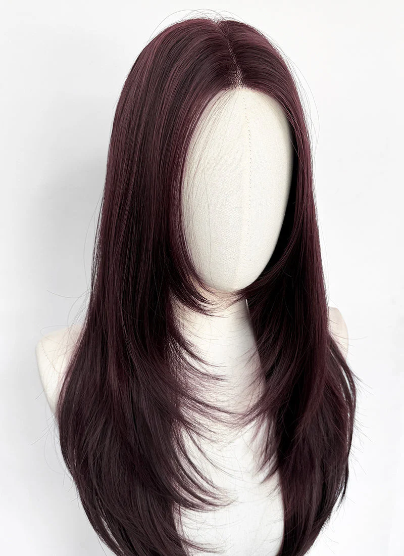 Black Violet Straight Layered Hush Cut Lace Front Synthetic Hair Wig LF3356 - Image 3