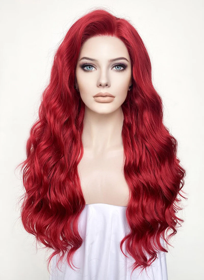 Wavy Red Lace Front Synthetic Wig LF355 - Image 4