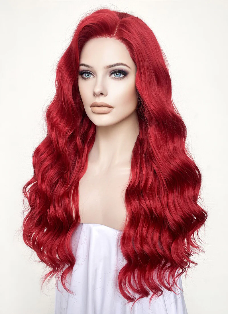 Wavy Red Lace Front Synthetic Wig LF355 - Image 7