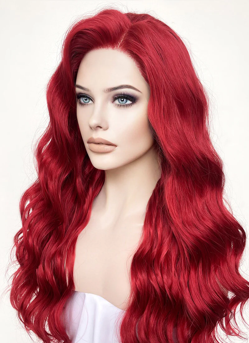 Wavy Red Lace Front Synthetic Wig LF355 - Image 8