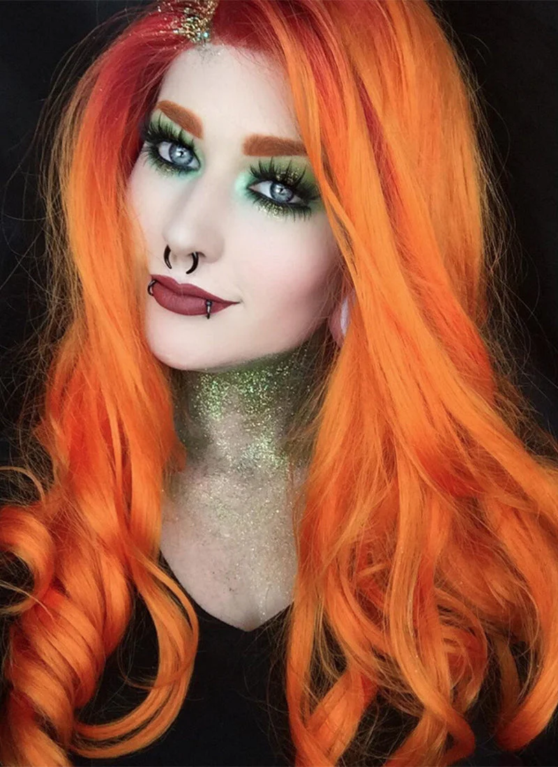 Wavy Mixed Orange Lace Front Synthetic Wig LF383 - Image 2