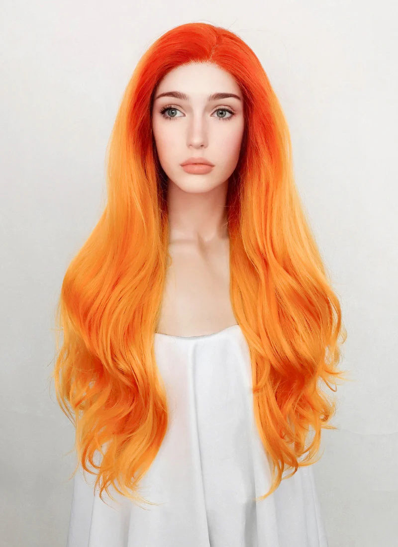 Wavy Mixed Orange Lace Front Synthetic Wig LF383 - Image 3