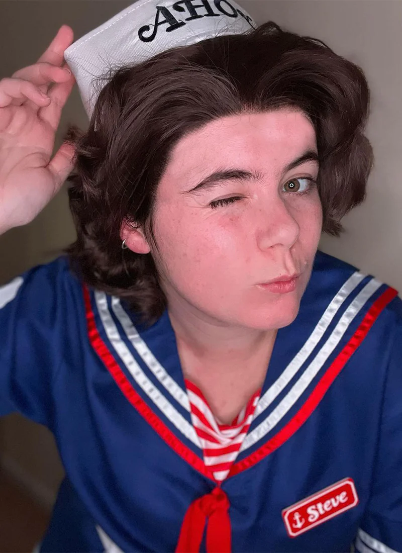Stranger Things Steve Harrington Brunette Wavy Lace Front Synthetic Men's Wig LF407A - Image 2