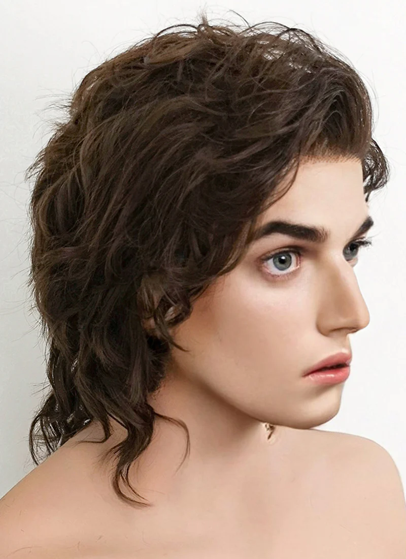 Stranger Things Steve Harrington Brunette Wavy Lace Front Synthetic Men's Wig LF407A - Image 4
